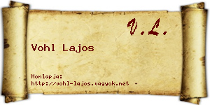 Vohl Lajos névjegykártya